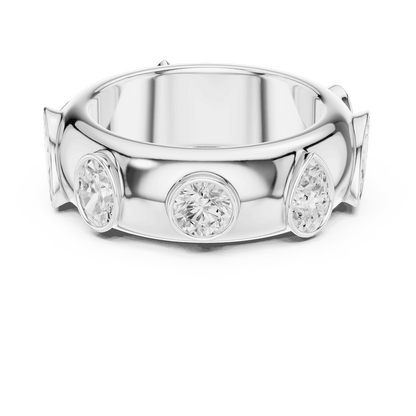 Marquise diamond eternity band ring featuring alternating marquise and round brilliant stones on a polished band by Aortas Jewels.