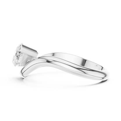Marquise solitaire diamond ring featuring an elegant marquise-cut center stone on a sleek polished band by Aortas Jewels.