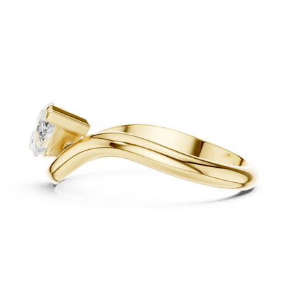 Marquise solitaire diamond ring featuring an elegant marquise-cut center stone on a sleek polished band by Aortas Jewels.
