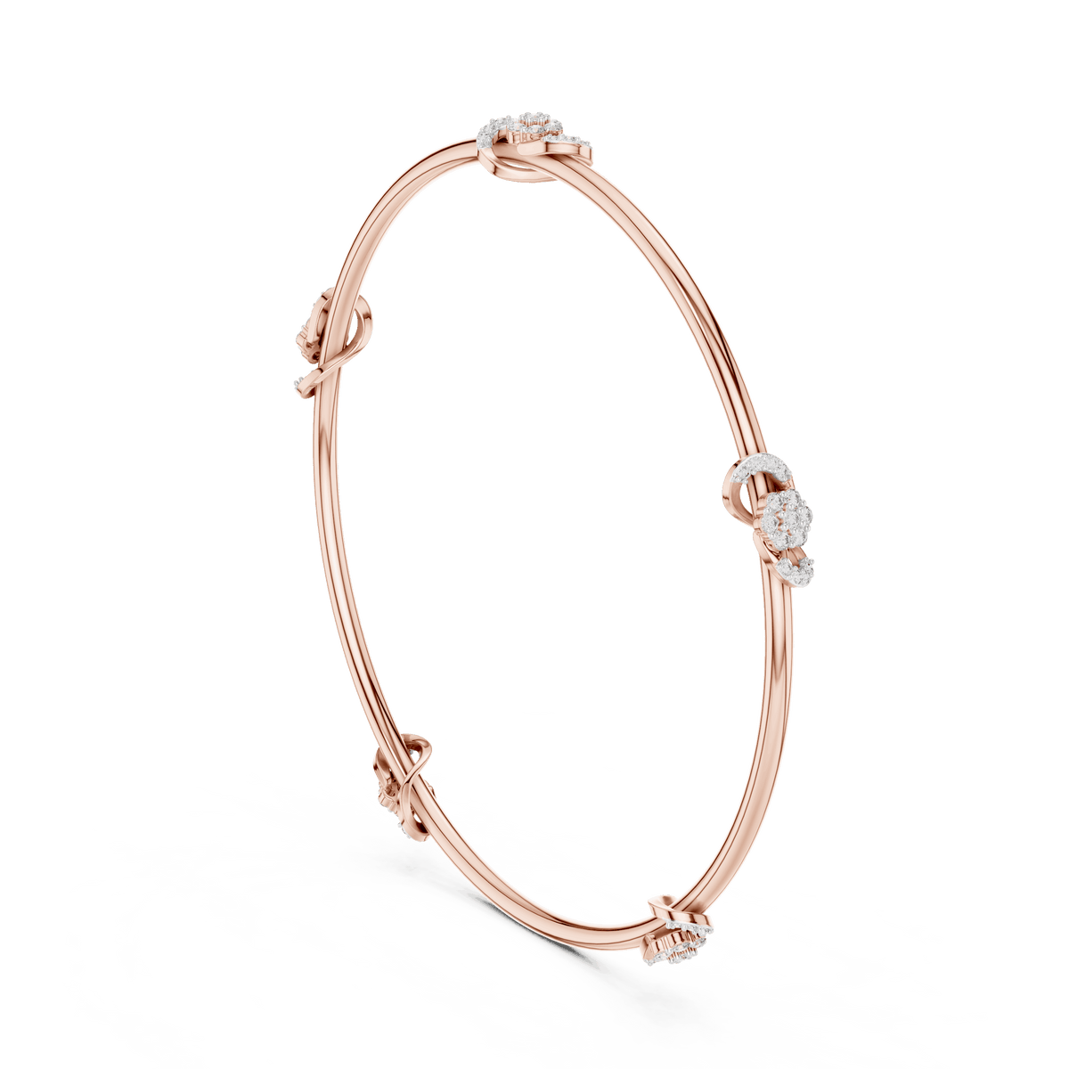 Minimalist Floral Crystal Bangle Bracelet Aortas Diamond Jewels
