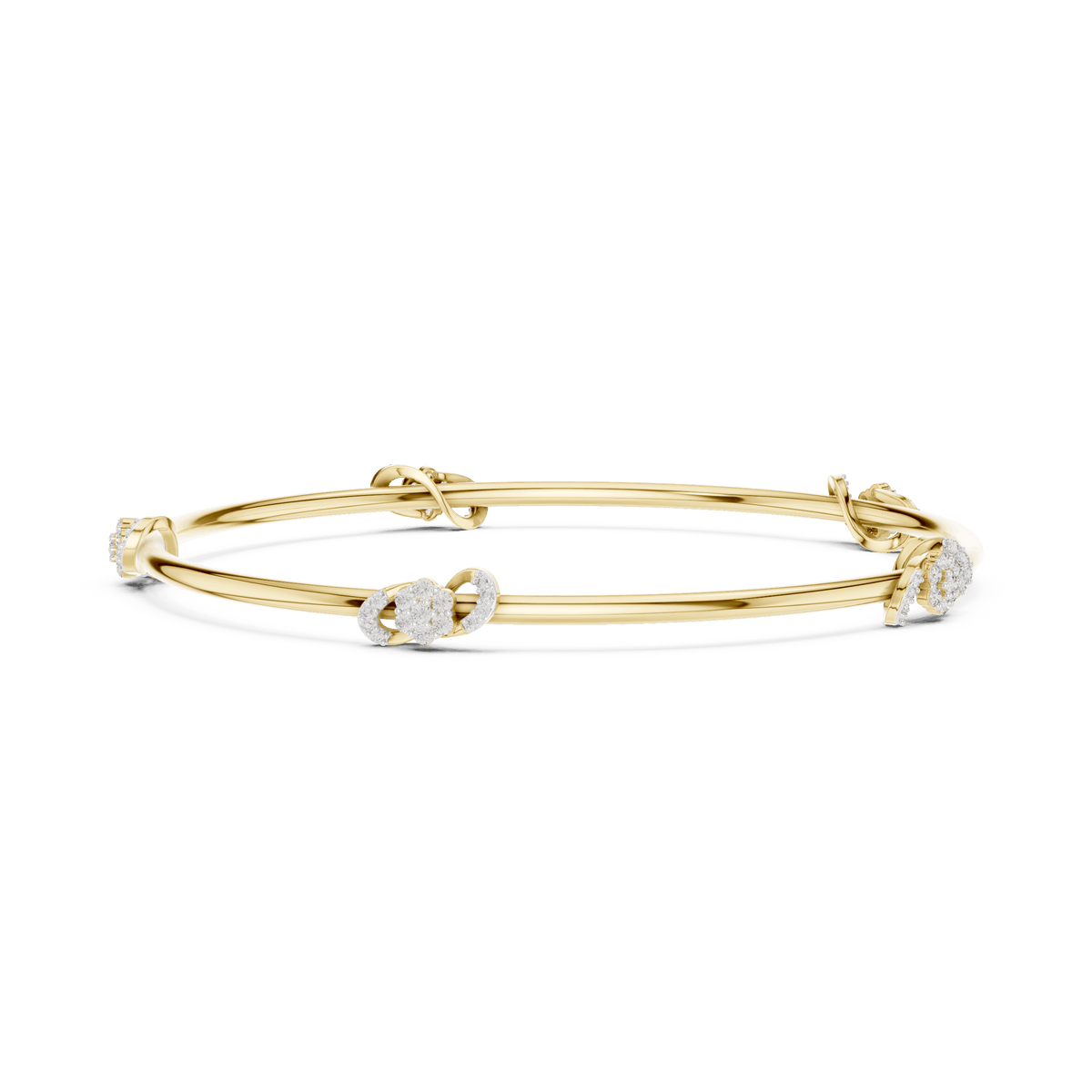 Minimalist floral crystal bangle bracelet featuring delicate flower-inspired charms on a sleek polished silver-tone bangle by Aortas Jewels.