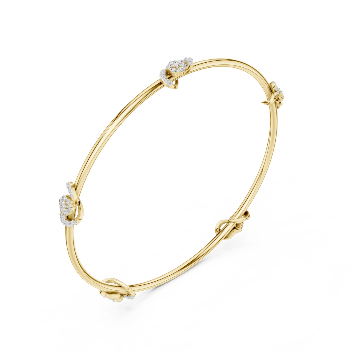 Minimalist floral crystal bangle bracelet featuring delicate flower-inspired charms on a sleek polished silver-tone bangle by Aortas Jewels.