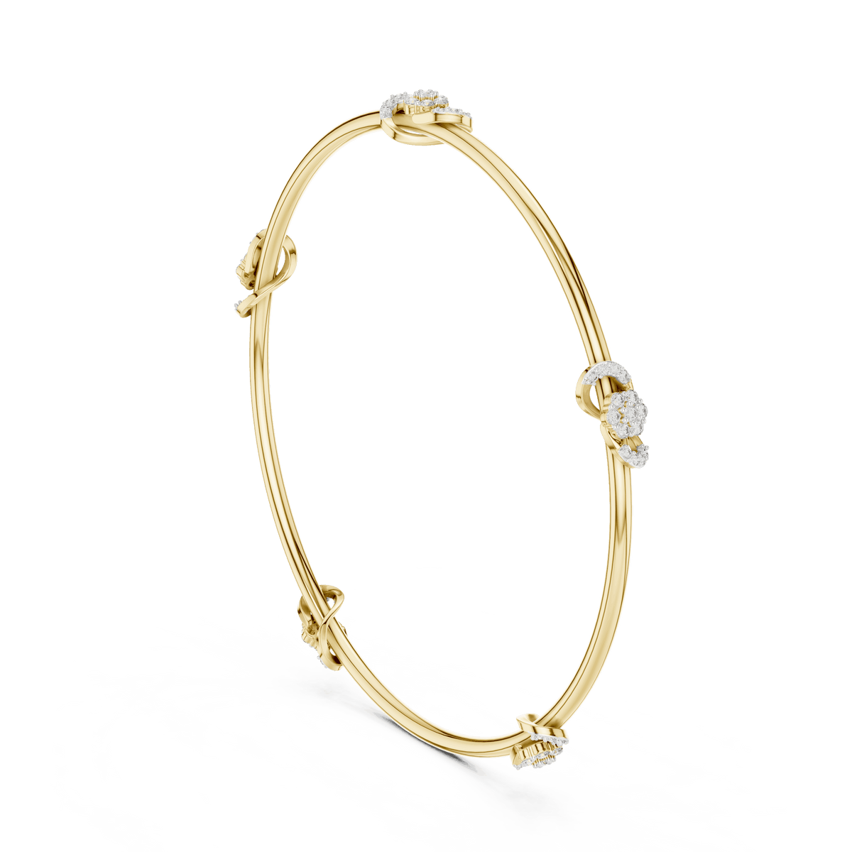 Minimalist Floral Crystal Bangle Bracelet Aortas Diamond Jewels