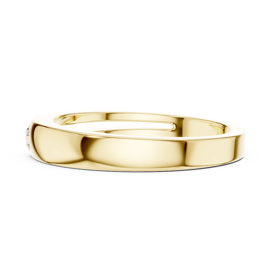 Minimalist solitaire diamond band ring with a sleek polished design and a single sparkling stone by Aortas Jewels.