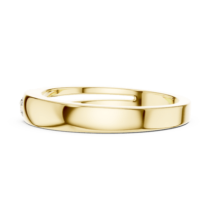 Minimalist solitaire diamond band ring with a sleek polished design and a single sparkling stone by Aortas Jewels.