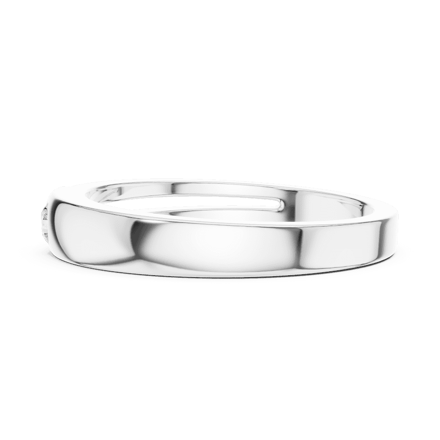 Minimalist solitaire diamond band ring with a sleek polished design and a single sparkling stone by Aortas Jewels.