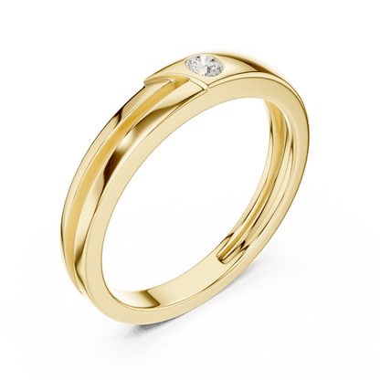 Minimalist solitaire diamond band ring with a sleek polished design and a single sparkling stone by Aortas Jewels.