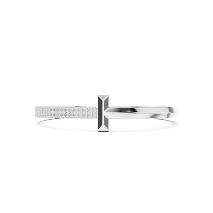 Modern pavé diamond nail bangle featuring a sleek polished nail-inspired design with sparkling pavé-set diamonds by Aortas Jewels.