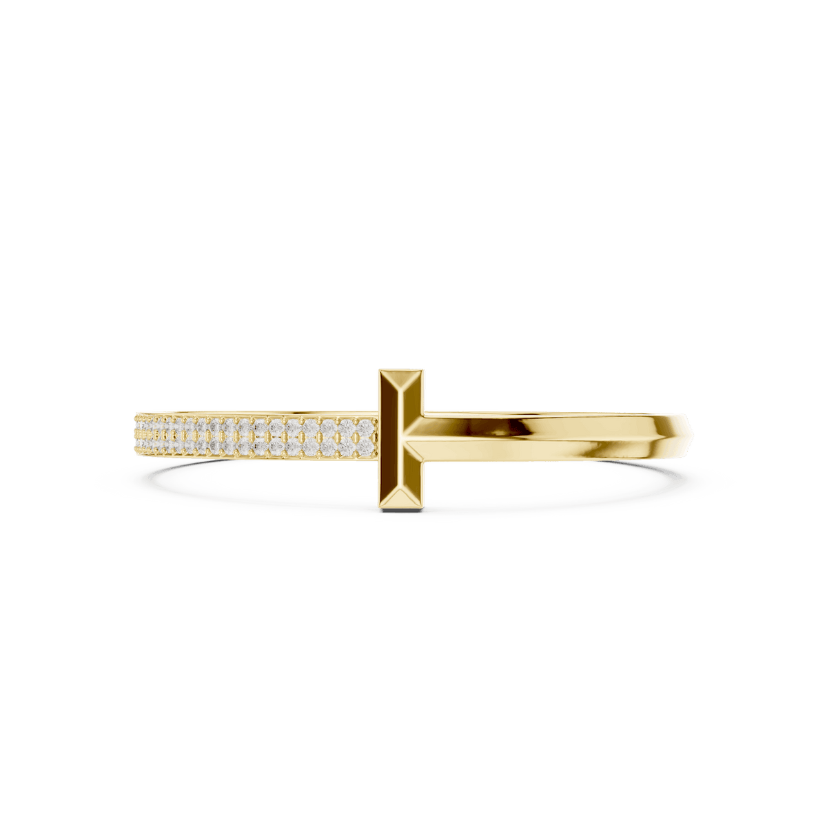Modern pavé diamond nail bangle featuring a sleek polished nail-inspired design with sparkling pavé-set diamonds by Aortas Jewels.