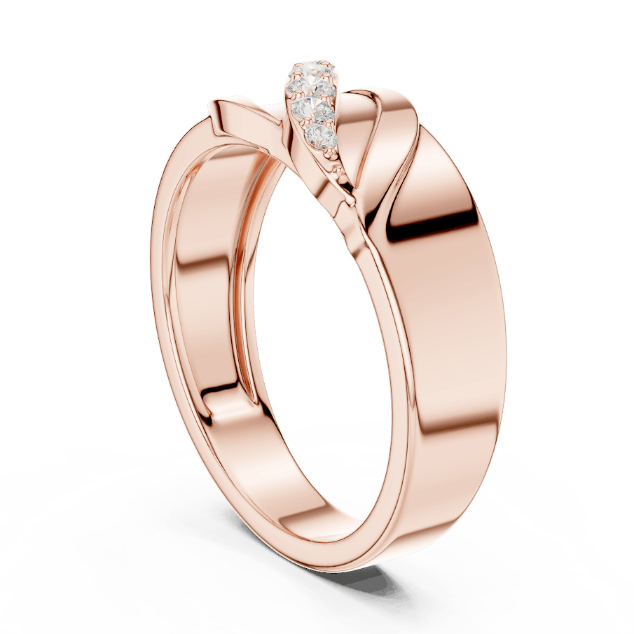 Modern twist solitaire diamond ring featuring a sleek crossover band and sparkling round center stone by Aortas Jewels.