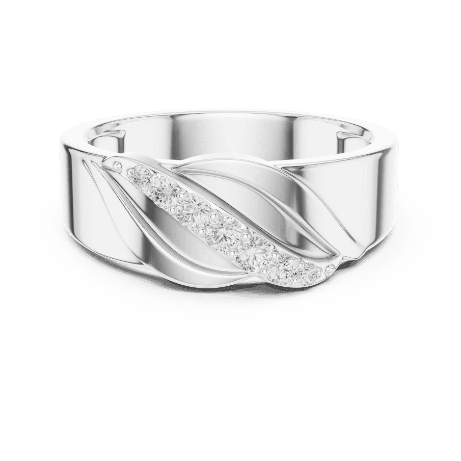 Modern twist solitaire diamond ring featuring a sleek crossover band and sparkling round center stone by Aortas Jewels.