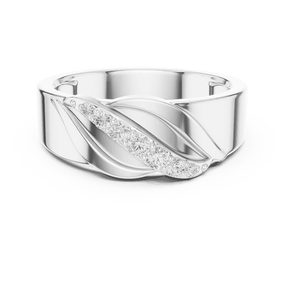 Modern twist solitaire diamond ring featuring a sleek crossover band and sparkling round center stone by Aortas Jewels.