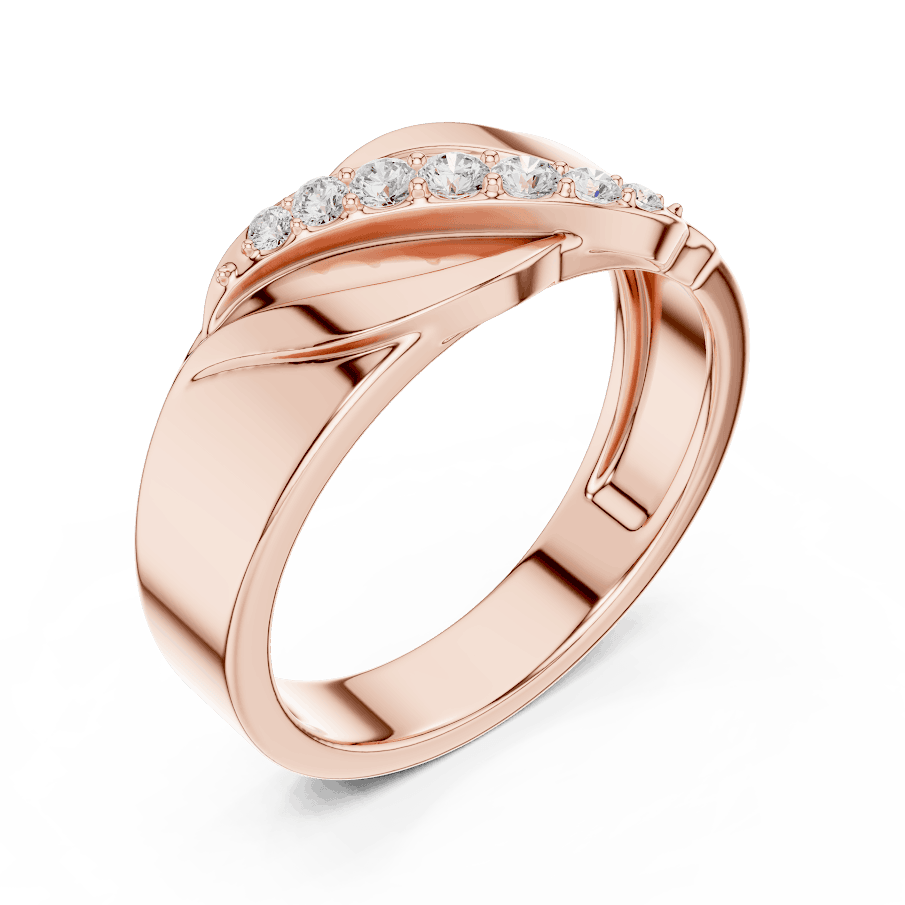 Modern twist solitaire diamond ring featuring a sleek crossover band and sparkling round center stone by Aortas Jewels.