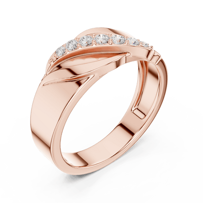 Modern twist solitaire diamond ring featuring a sleek crossover band and sparkling round center stone by Aortas Jewels.