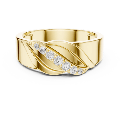 Modern twist solitaire diamond ring featuring a sleek crossover band and sparkling round center stone by Aortas Jewels.
