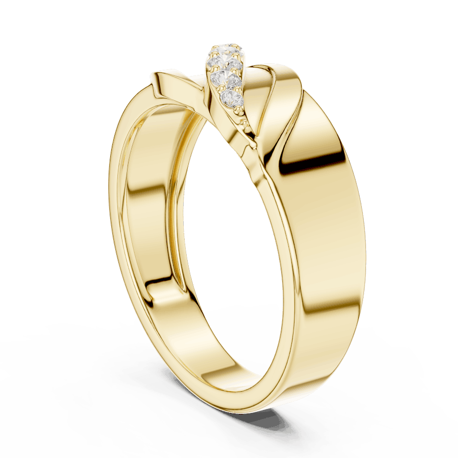 Modern twist solitaire diamond ring featuring a sleek crossover band and sparkling round center stone by Aortas Jewels.