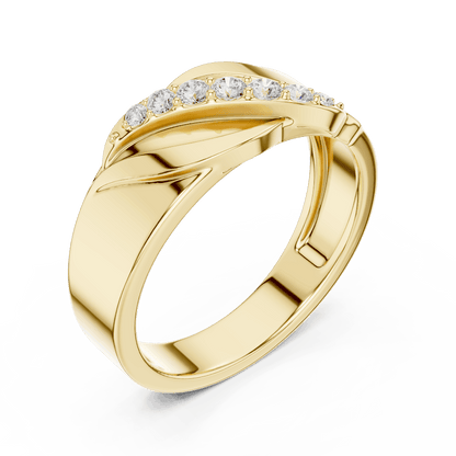 Modern twist solitaire diamond ring featuring a sleek crossover band and sparkling round center stone by Aortas Jewels.
