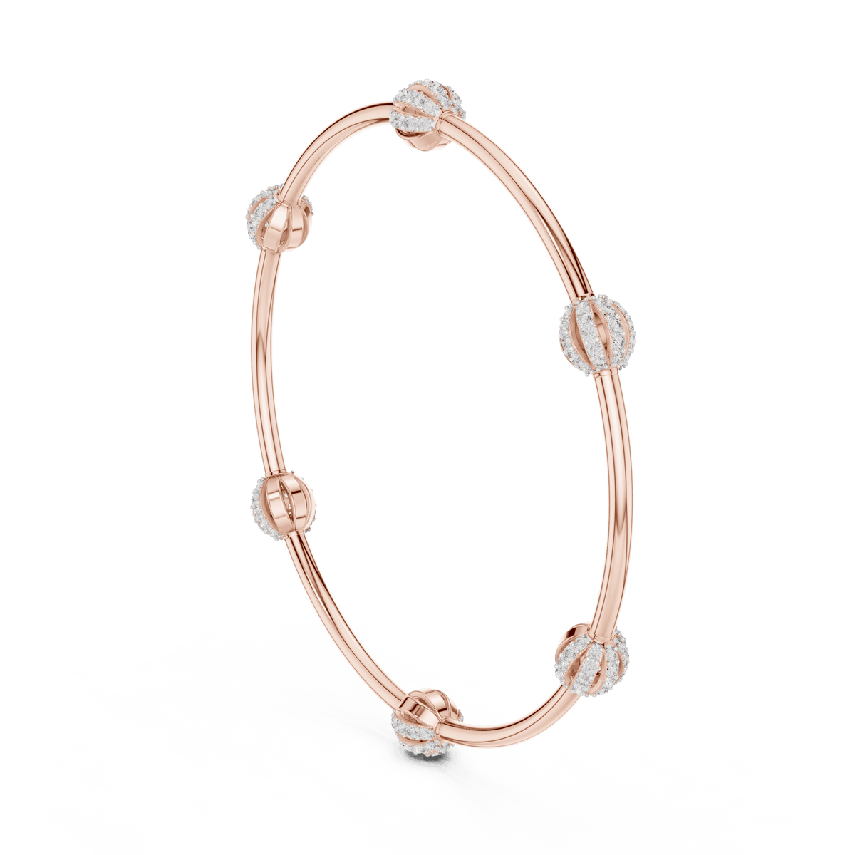 Elegant pavé crystal charm bangle bracelet featuring sparkling bead accents on a sleek polished silver-tone bangle by Aortas Jewels.