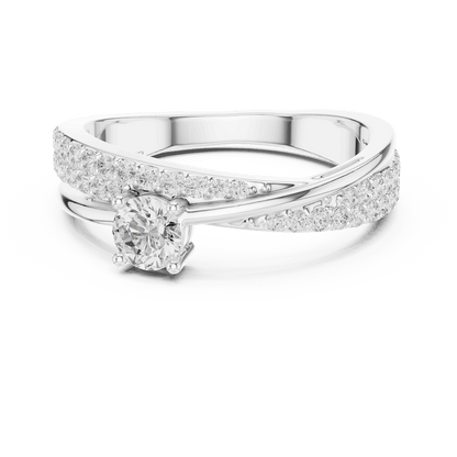 Pavé Diamond Solitaire Engagement Ring featuring a brilliant solitaire setting with a sparkling pavé diamond band and polished finish by Aortas Jewels.