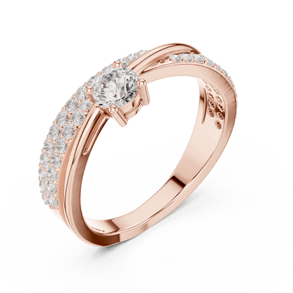 Pavé Diamond Solitaire Engagement Ring featuring a brilliant solitaire setting with a sparkling pavé diamond band and polished finish by Aortas Jewels.