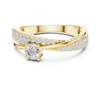 Pavé Diamond Solitaire Engagement Ring featuring a brilliant solitaire setting with a sparkling pavé diamond band and polished finish by Aortas Jewels.