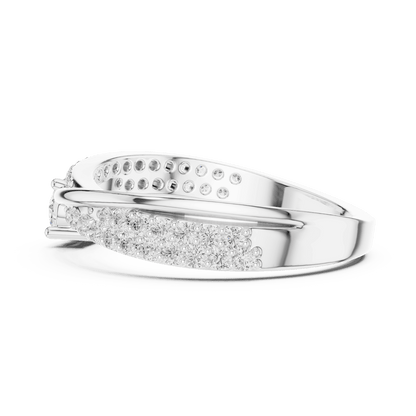 Pavé Diamond Solitaire Engagement Ring featuring a brilliant solitaire setting with a sparkling pavé diamond band and polished finish by Aortas Jewels.