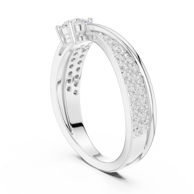 Pavé Diamond Solitaire Engagement Ring featuring a brilliant solitaire setting with a sparkling pavé diamond band and polished finish by Aortas Jewels.