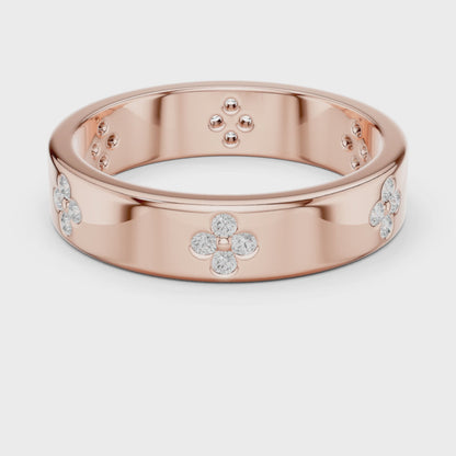 Floral Diamond Comfort Fit Wedding Band