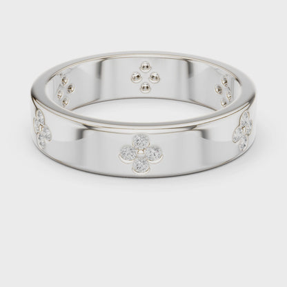 Floral Diamond Comfort Fit Wedding Band