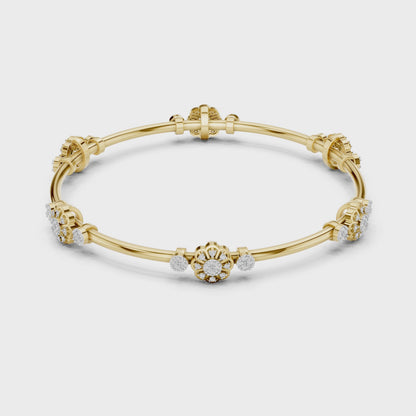 Floral Charm Crystal Bangle Bracelet