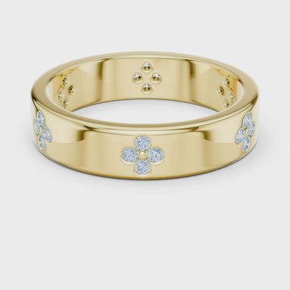 Floral Diamond Comfort Fit Wedding Band