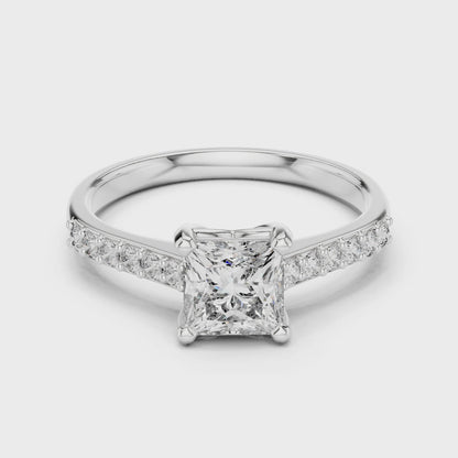 Classic Pavé Solitaire Diamond Engagement Ring