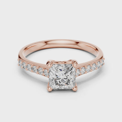 Classic Pavé Solitaire Diamond Engagement Ring