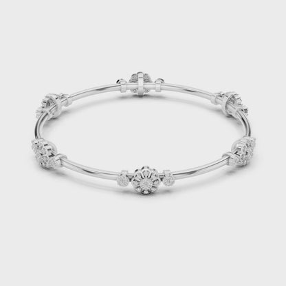 Floral Charm Crystal Bangle Bracelet