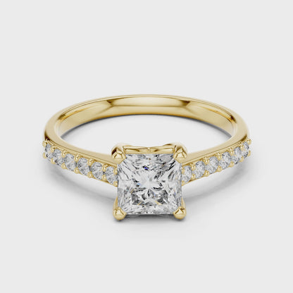 Classic Pavé Solitaire Diamond Engagement Ring