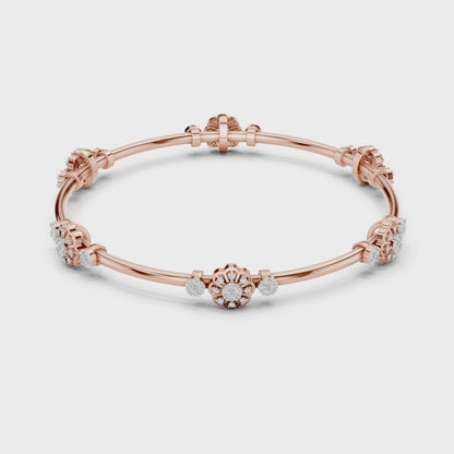 Floral Charm Crystal Bangle Bracelet