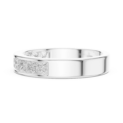 Princess Cut Diamond Channel Band Ring featuring a row of channel-set princess-cut diamonds on a polished band by Aortas Jewels.