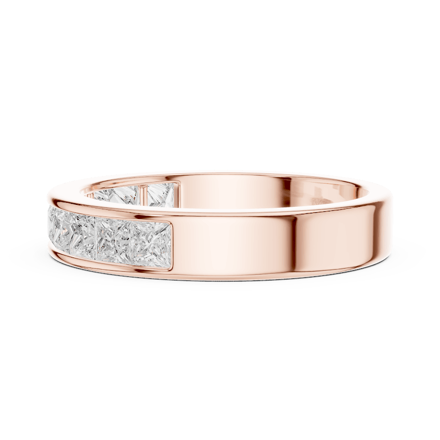 Princess Cut Diamond Channel Band Ring featuring a row of channel-set princess-cut diamonds on a polished band by Aortas Jewels.