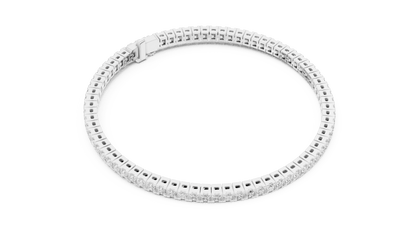 Princess Cut Diamond Tennis Bracelet featuring a continuous row of sparkling square-cut stones with a secure box clasp by Aortas Jewels.