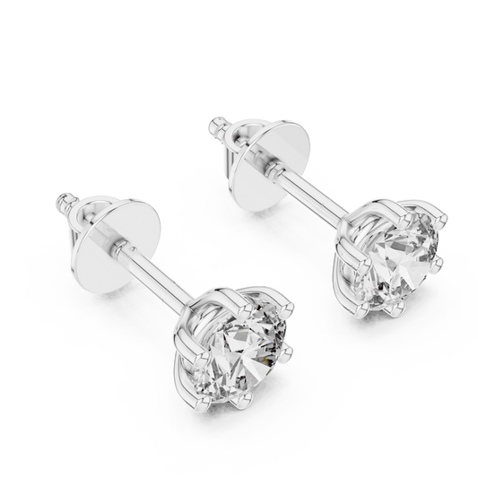 Round Solitaire Diamond Stud Earrings Aortas Diamond Jewels