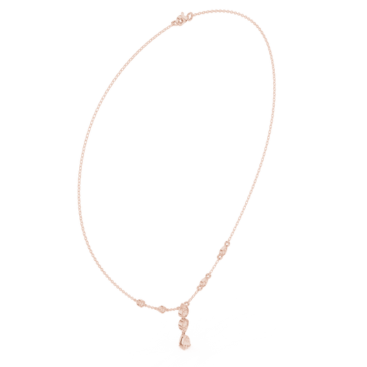 Elegant teardrop diamond pendant necklace with a delicate chain and sparkling accent stones by Aortas Jewels.