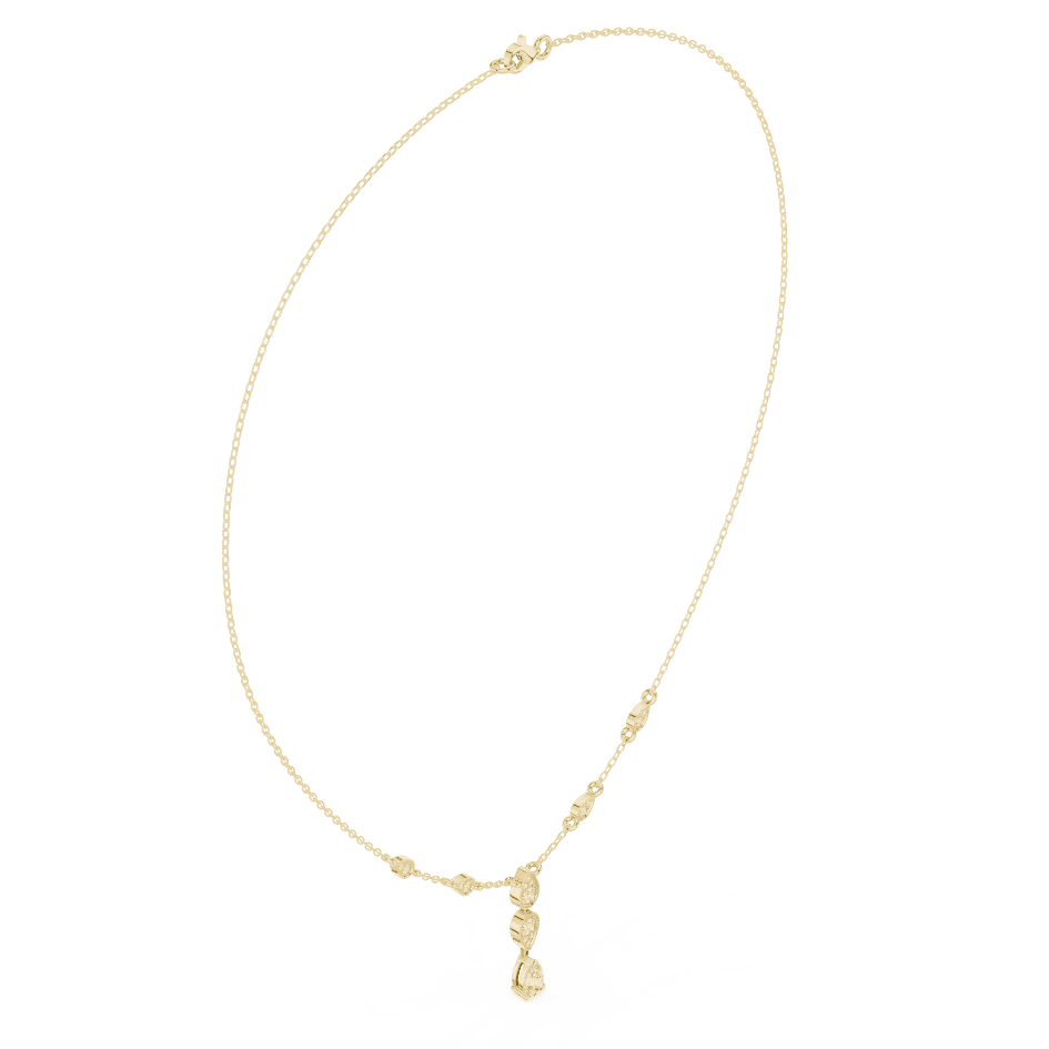 Elegant teardrop diamond pendant necklace with a delicate chain and sparkling accent stones by Aortas Jewels.