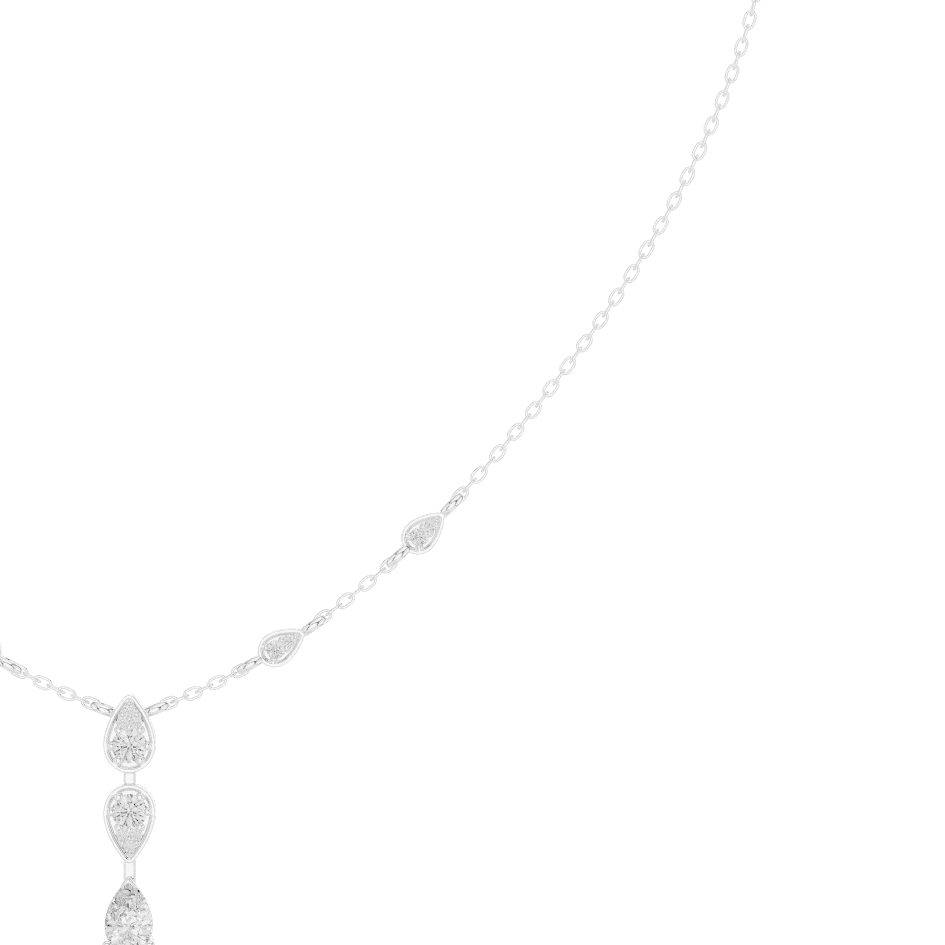 Elegant teardrop diamond pendant necklace with a delicate chain and sparkling accent stones by Aortas Jewels.