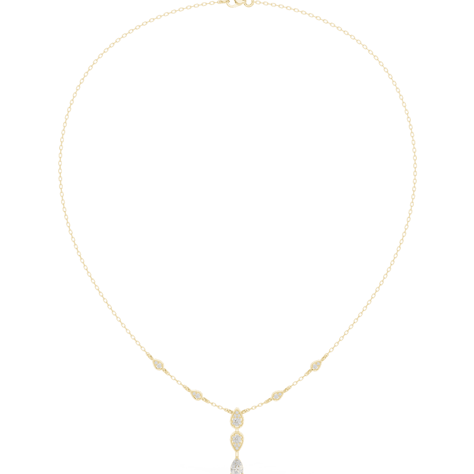 Elegant teardrop diamond pendant necklace with a delicate chain and sparkling accent stones by Aortas Jewels.
