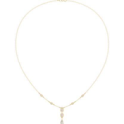 Elegant teardrop diamond pendant necklace with a delicate chain and sparkling accent stones by Aortas Jewels.