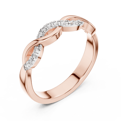 Twisted Diamond Wave Band Ring featuring an elegant crossover wave design with sparkling round stone accents and a polished finish by Aortas Jewels.