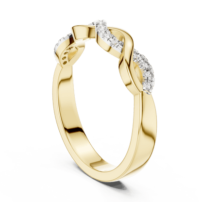 Twisted Diamond Wave Band Ring featuring an elegant crossover wave design with sparkling round stone accents and a polished finish by Aortas Jewels.