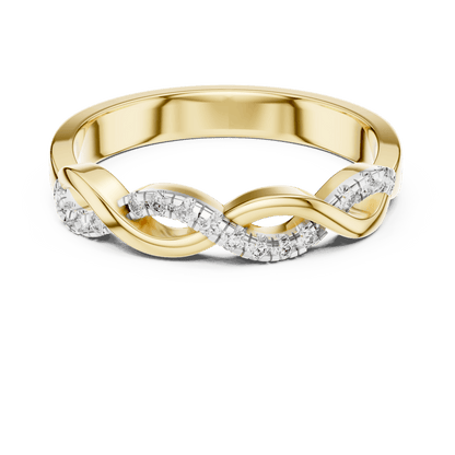 Twisted Diamond Wave Band Ring featuring an elegant crossover wave design with sparkling round stone accents and a polished finish by Aortas Jewels.