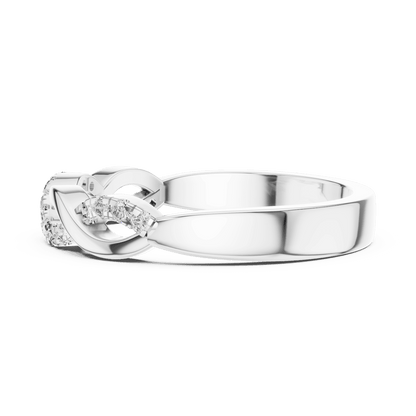 Twisted Diamond Wave Band Ring featuring an elegant crossover wave design with sparkling round stone accents and a polished finish by Aortas Jewels.
