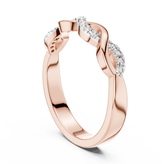 Twisted Diamond Wave Band Ring featuring an elegant crossover wave design with sparkling round stone accents and a polished finish by Aortas Jewels.